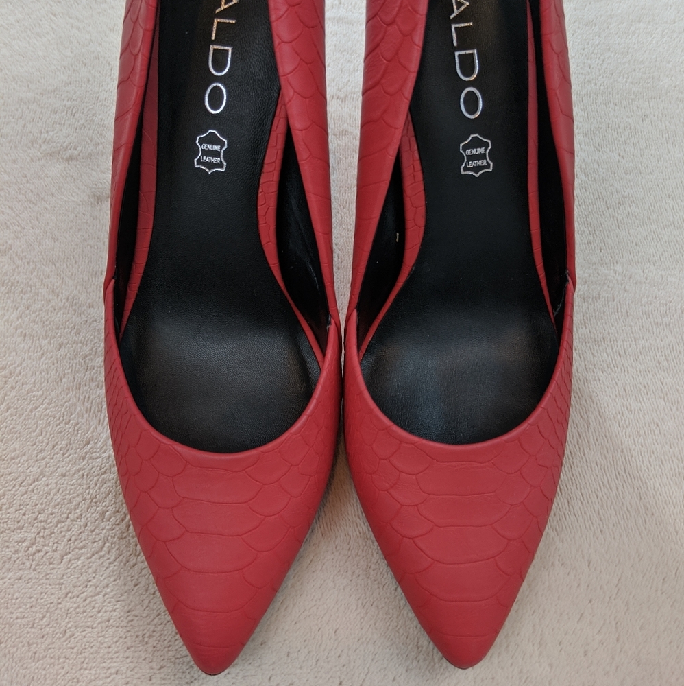 Aldo Waycien Red Leather Heels 7.5